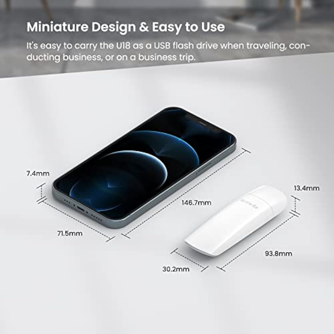 Tenda AX1800 Wi-Fi 6 Dongle – USB 3.0 Wi-Fi Adapter – Dual Band MU-MIMO 1800Mbps for PC/Desktop/Laptop – Supports Windows 11 & 10 ONLY (U18)