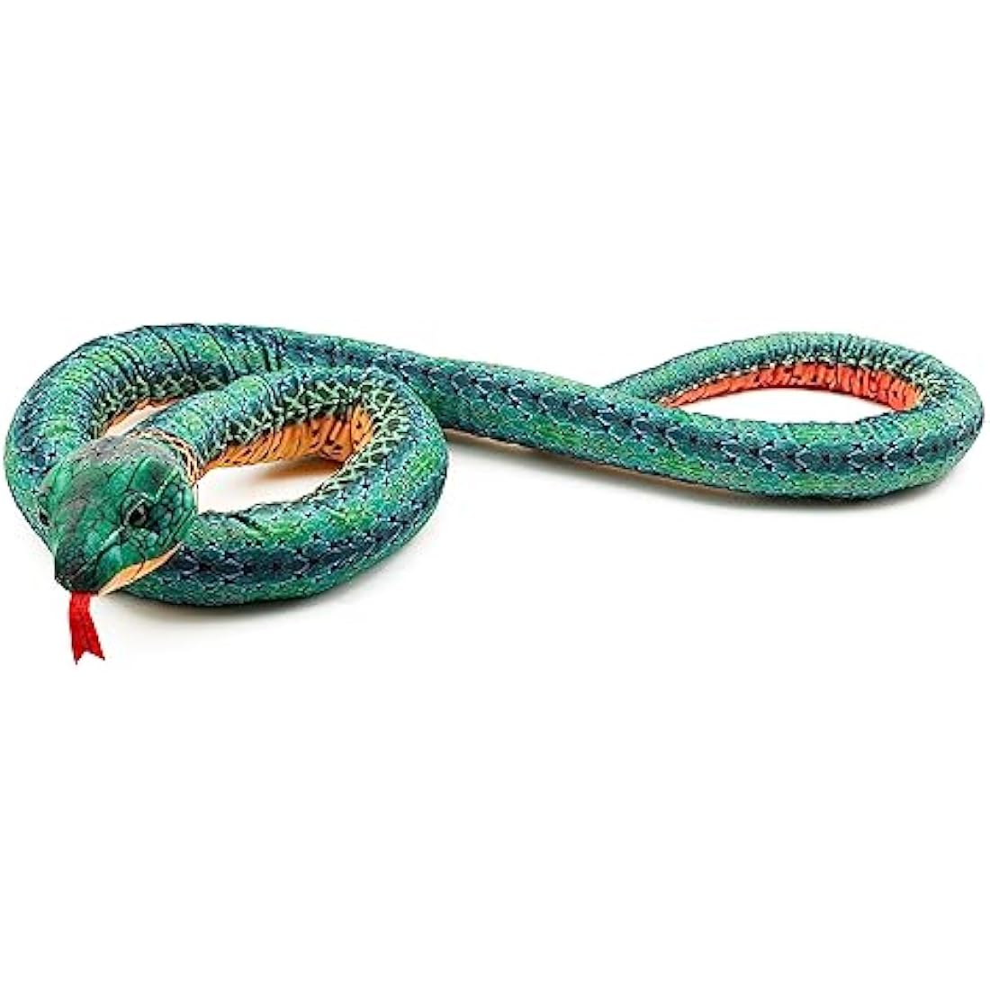 Zappi Co Kids Stuffed Soft Cuddly Plush Snake Toy - Part of Safari Animals Collection: Realistic and Lifelike, Perfect for Kids (180 cm Length)(Green Ring)