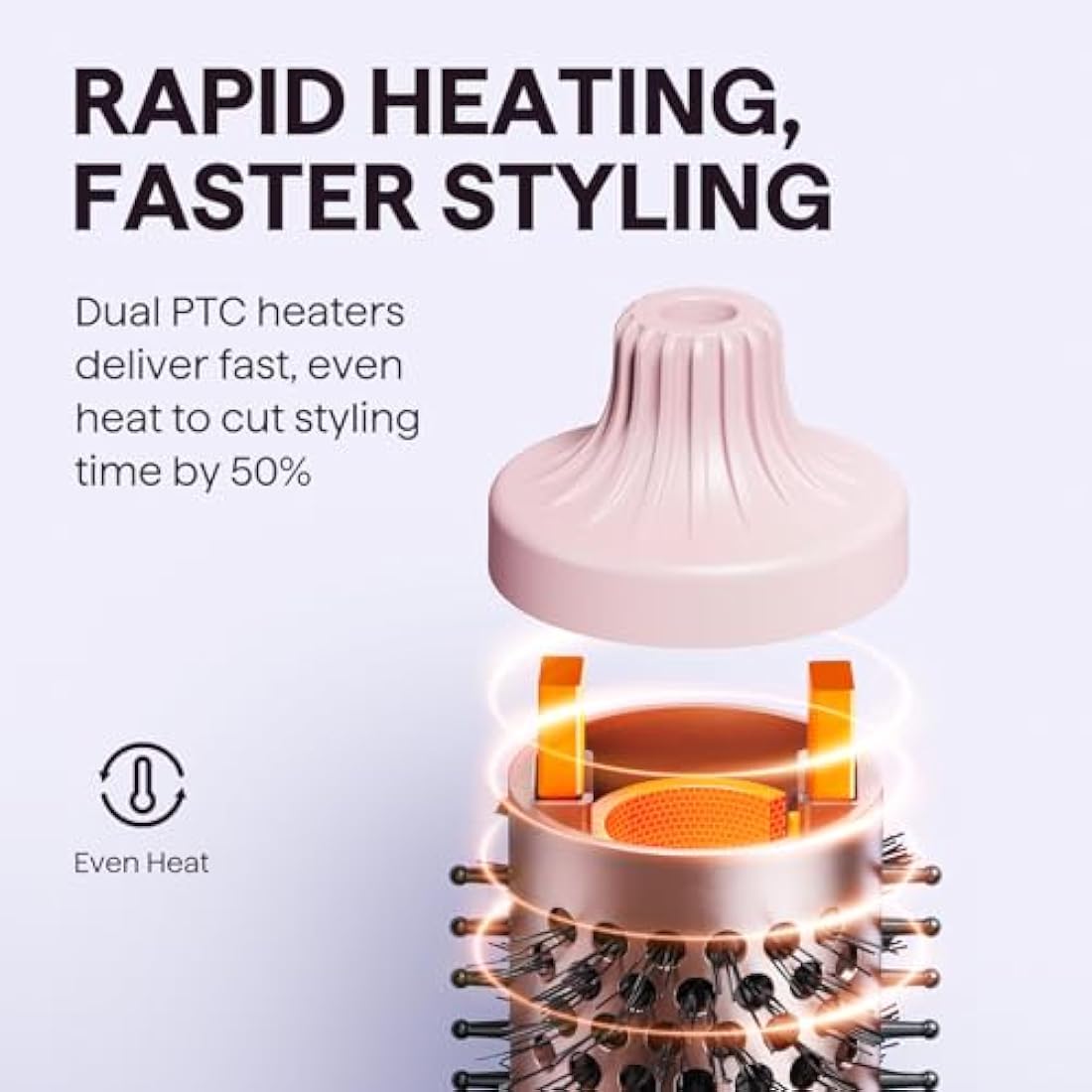 Wavytalk Thermal Brush, Blowout Boost Ionic Round Heated Hot Brush, to Make Hair Smoother & Shinier, Easy to Use, Not for Blow Drying, 38mm Barrel, 5 Temperature Settings, Dual Voltage, UK Plug, Pink