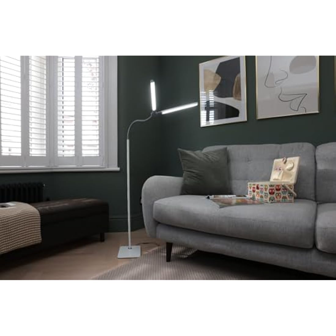 Daylight DuoPro Floor - New - 6,000K, 2,090 Lux at 30cm, Double Shade, 4 Brightness Levels, Flexible Arm, Energy Efficient, Perfect for Salons, Eyelash, Eyebrow, Tattooing, White