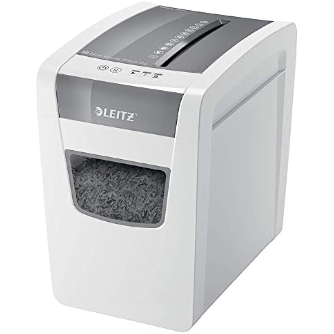 Leitz IQ Slim Home Office Cross Cut Paper Shredder, Shreds 11-10 Sheets (70-80 gsm), 23L Bin, White, 80011000