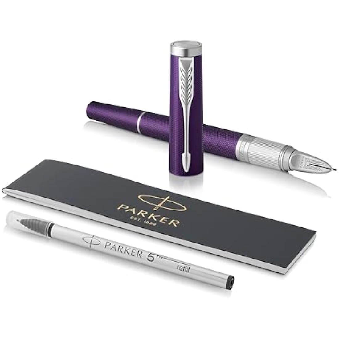Parker Ingenuity Premium Metal 5th Technology Pen - Deluxe Deep Violet - Black Ink - Slim Version - Gift Boxed - Adapts To Handwriting Style