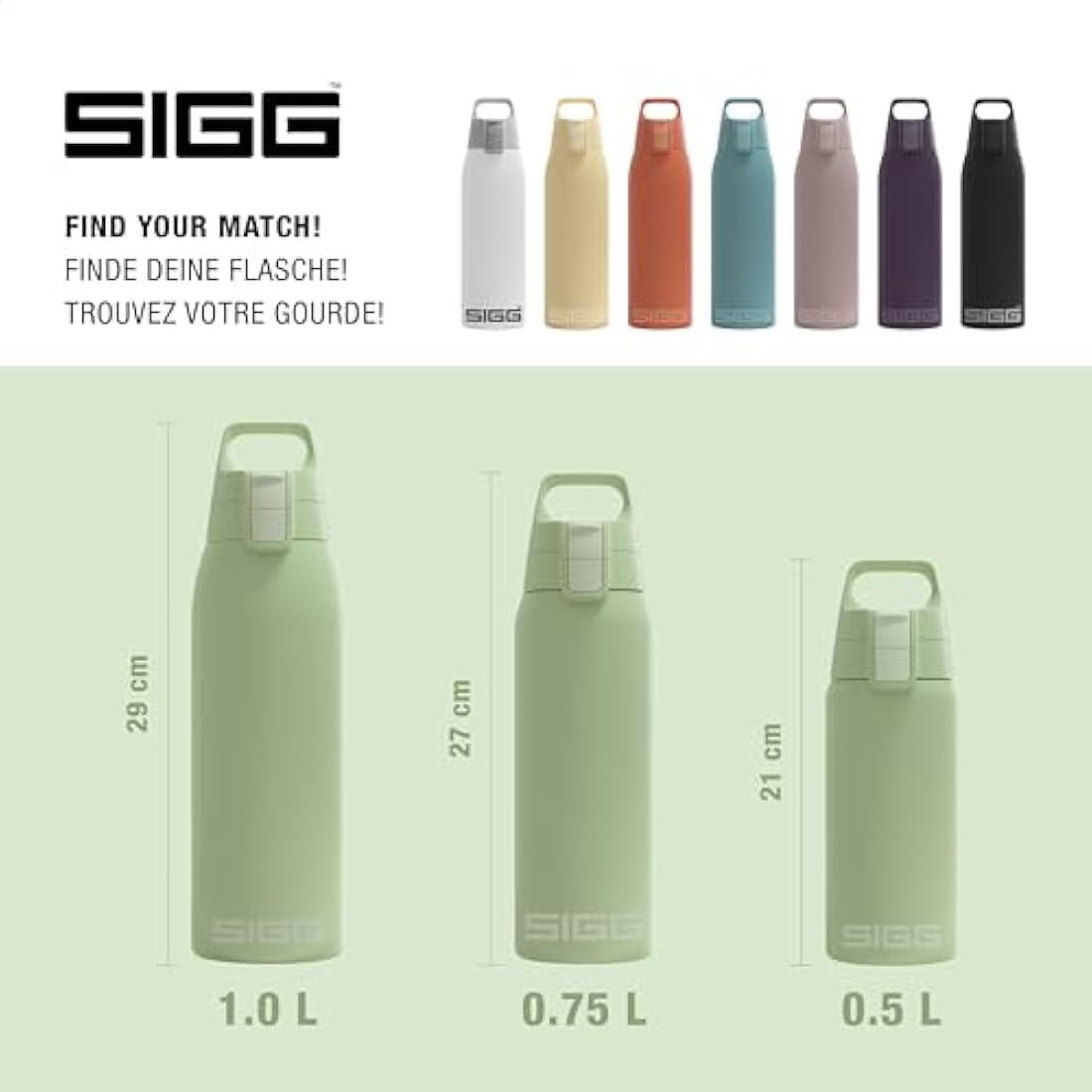 SIGG - Insulated Water Bottle - Shield Therm One - Suitable for Carbonated Beverages - Leakproof - Dishwasher Safe - BPA Free - 90% Recycled Stainless Steel - 0,5L / 0,75L / 1L