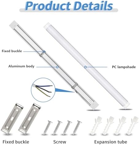 HUMIGA 5FT LED Batten Light, 50W Low Profile Wall Ceiling Surface Mounted Fitting, IP20 Slim Wide Tube Lighting for Office/Home/Shop/Workshop/Warehouse, Neutral White 4000K,2 Pack