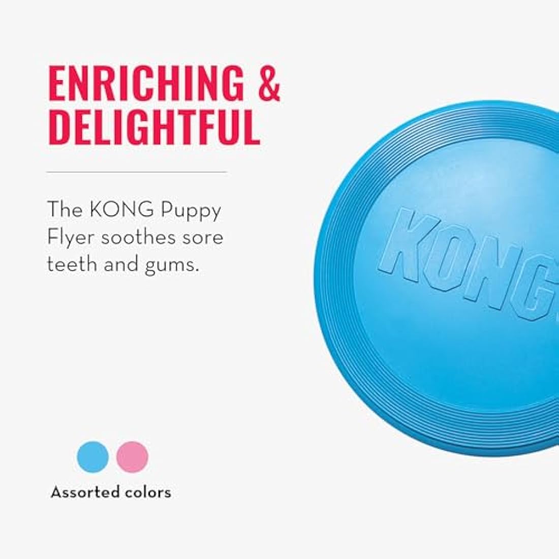 KONG - Puppy Flyer - Teething Rubber, Flying Disc Dog Toy - For Small Puppies (Assorted Colours)