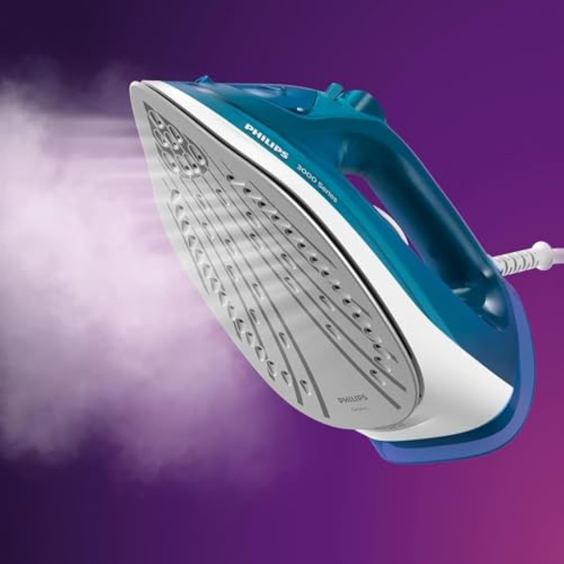 Philips Perfect Care 3000 Series Steam Iron, 2600 W Power, 40 g/min Continuous Steam, 200 g Steam Boost, 300 ml Water Tank, Ceramic Soleplate, Blue (DST3040/79)