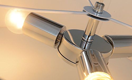 SPARKSOR Ceiling Light, Modern Fabric Pendant Light Shade, Large White Drum Lampshade, Round Pendant Lamp, for Bedroom Living Room, Flush Chrome Matt, 3 Bulb, E27