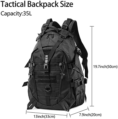 Long Keeper 35L Tactical Backpack - Military Army Backpack Water Resistant, Hiking Camping Cycling Travel Backpack Outdoor Molle Rucksack for Men Women
