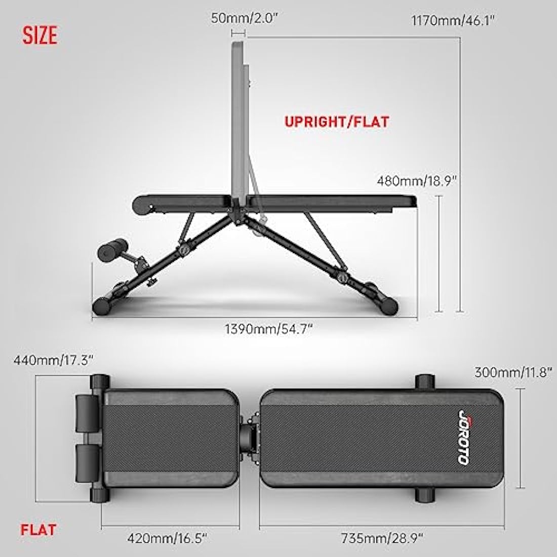 JOROTO MD35 Adjustable Weight Bench - Foldable 700 Pounds Load Strength Training Benches for Full Body Workout Bench Press (With Fast Auto-lock Adjustments)
