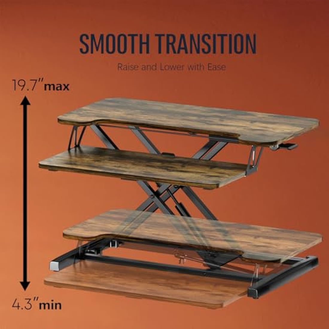 PUTORSEN Standing Desk Converter with Height Adjustable 32 inch Stand Up Desk, Ergonomic Sit Stand Dual Monitor and Laptop Riser Tabletop Workstation Rustic