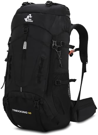 Bseash 60L Waterproof Lightweight Hiking Backpack with Rain Cover,Outdoor Sport Travel Daypack for Climbing Camping Touring