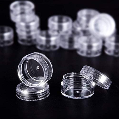 MELLIEX 60 Pieces Empty Sample Pots, 5g / 5ml Clear Plastic Travel Cosmetic Container Jars for Creams, Sample, Make-Up Storage