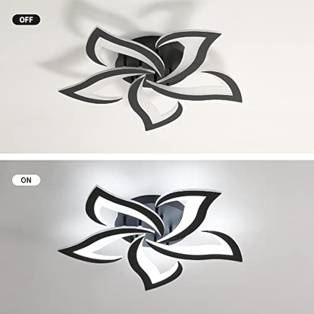 Riserva Mordern LED Ceiling Light, 60W 6500LM LED Ceiling Lights Cool White 6500K, Creative Petals Design, Acrylic Chandelier for Living Room Bedroom Dining Room