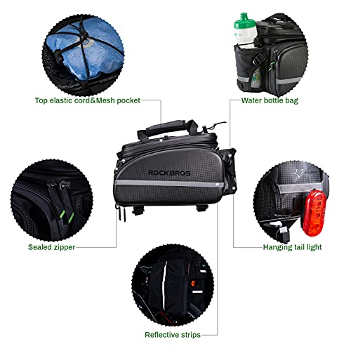 ROCKBROS Bike Pannier Bag Waterproof Bike Trunk Bicycle Carrier Rear Rack Bag Portable Seat Pannier Carbon Texture Large Storage Pouch Capacity 17-35L