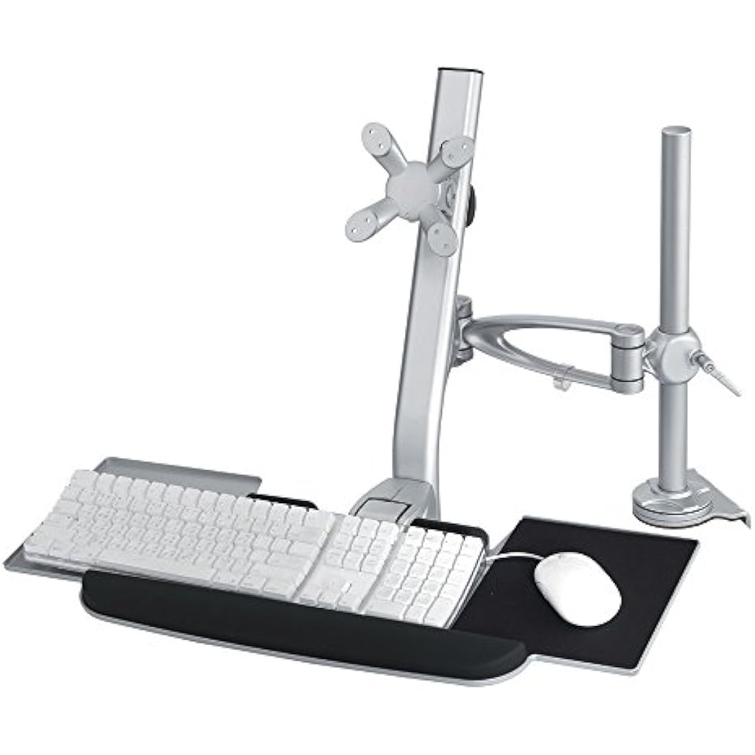 Newstar FPMA-D1020KEYB Desk Mount (clamp) for a Monitor (10-24" screen), Keyboard & Mouse (Height Adjustable) - Silver