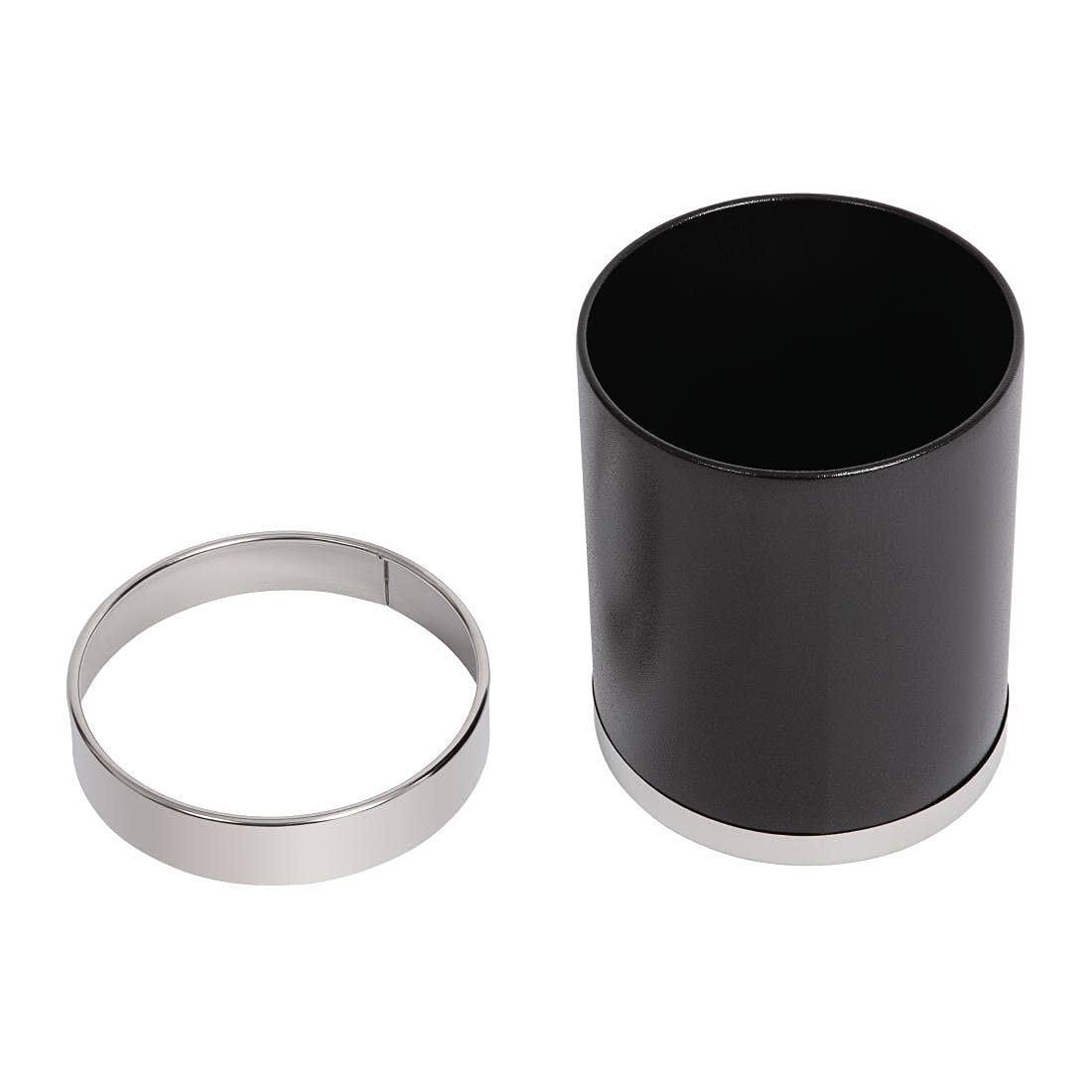 Bolero Mitre Black Waste Paper Bin with Silver Rim -Material Powder Coated Steel