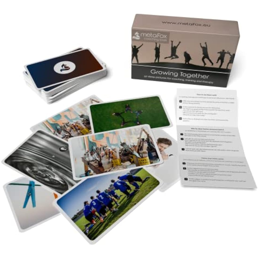 metaFox Coaching Picture Cards | Growing Together | Conversation Cards for Ice Breakers and Team Building Activities | Motivational Postcards for Your Next Coaching and Training Sessions