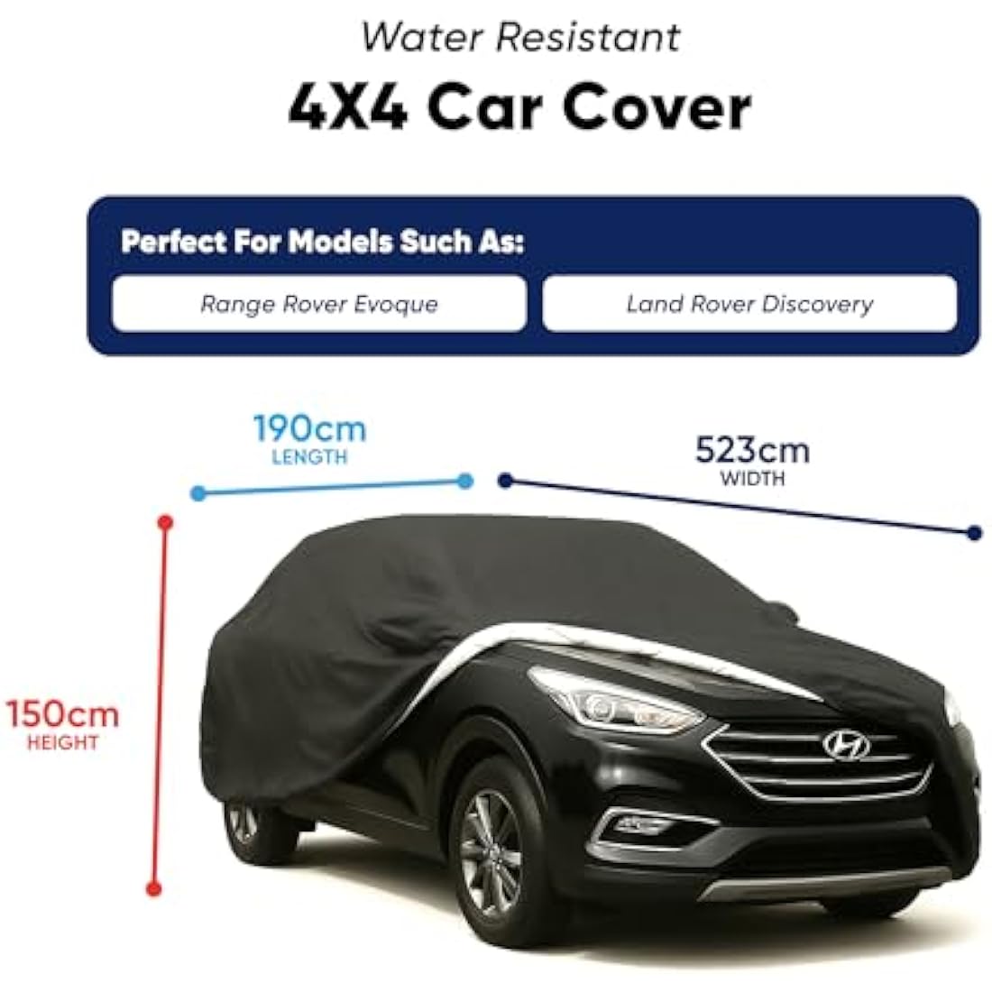 Streetwize – Heavy Duty Water Resistant Fully Breathable Car Covers, Black - UV Protection Paint Protection Auto Cover – Elasticated with Storage Bag (4x4)