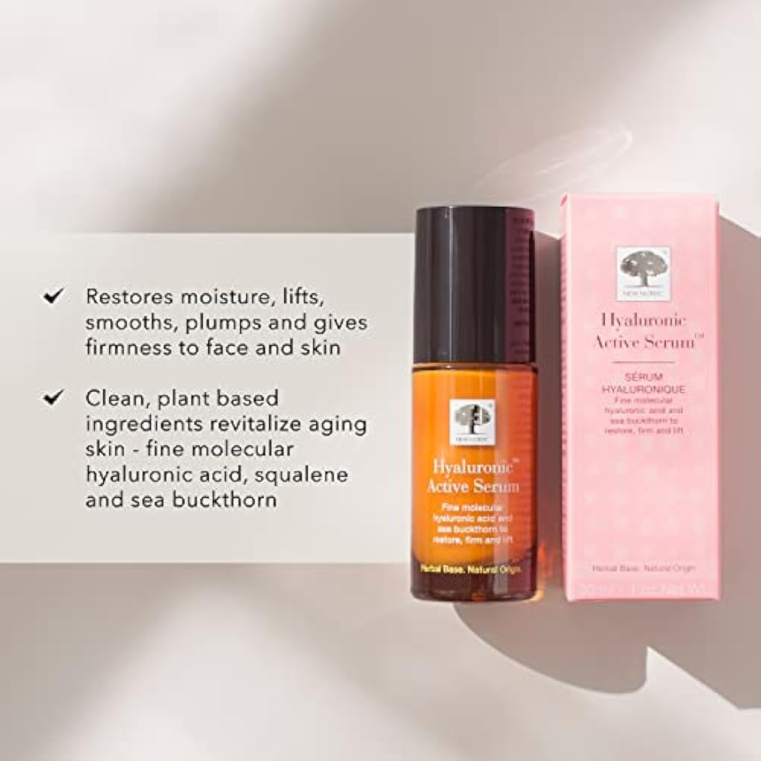 New Nordic Hyaluronic Active Serum with Hyaluronic Acid to Help Hydrate & Firm Skin - Reduces the Visibility of Wrinkles - Odour Free - 30ml