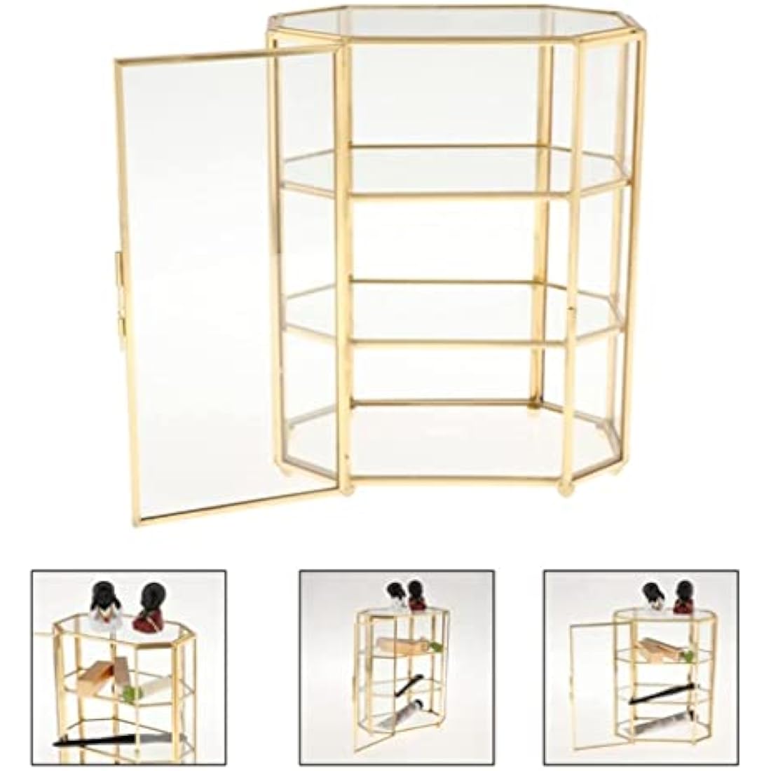 zalati Jewelry Box 3-Tier Glass Makeup Organizer Storage Multifunction Display Case for Dressing Table Decoration - 21.5x16.5x10cm