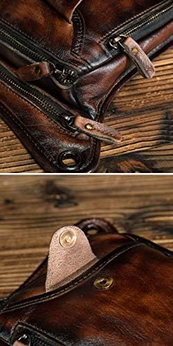 Le'aokuu Mens Genuine Leather Messenger Shoulder Bag Waist Bag Pack Drop Leg Bag Motorcycle 833