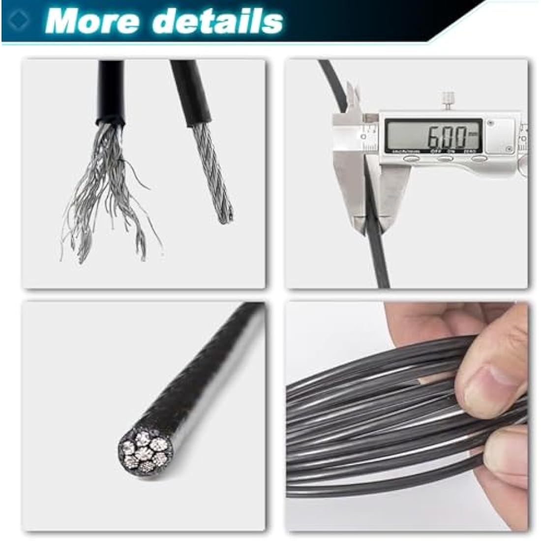BBYPP Fitness Pulley Cable, Replacement Gym Cable for Pulley Machine, Steel Cable 2 Inch Thick