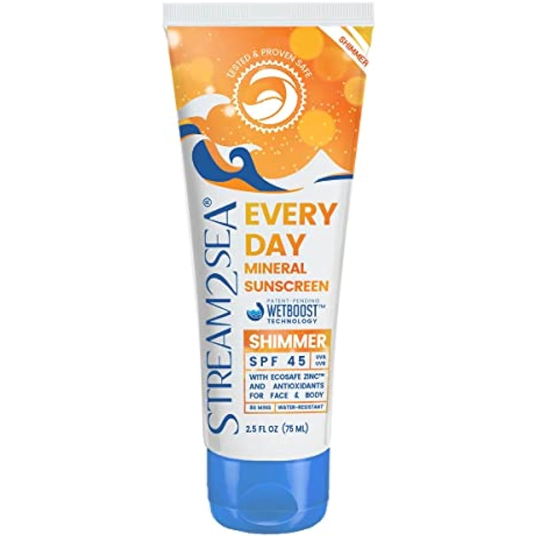 SPF 45 Every Day Shimmer Mineral Sunscreen | 75 ml Biodegradable, Paraben Free & Reef Safe Sunscreen | Non-Greasy, Lightweight & Shimmer Mineral Protection Against UVA & UVB for Face & Body