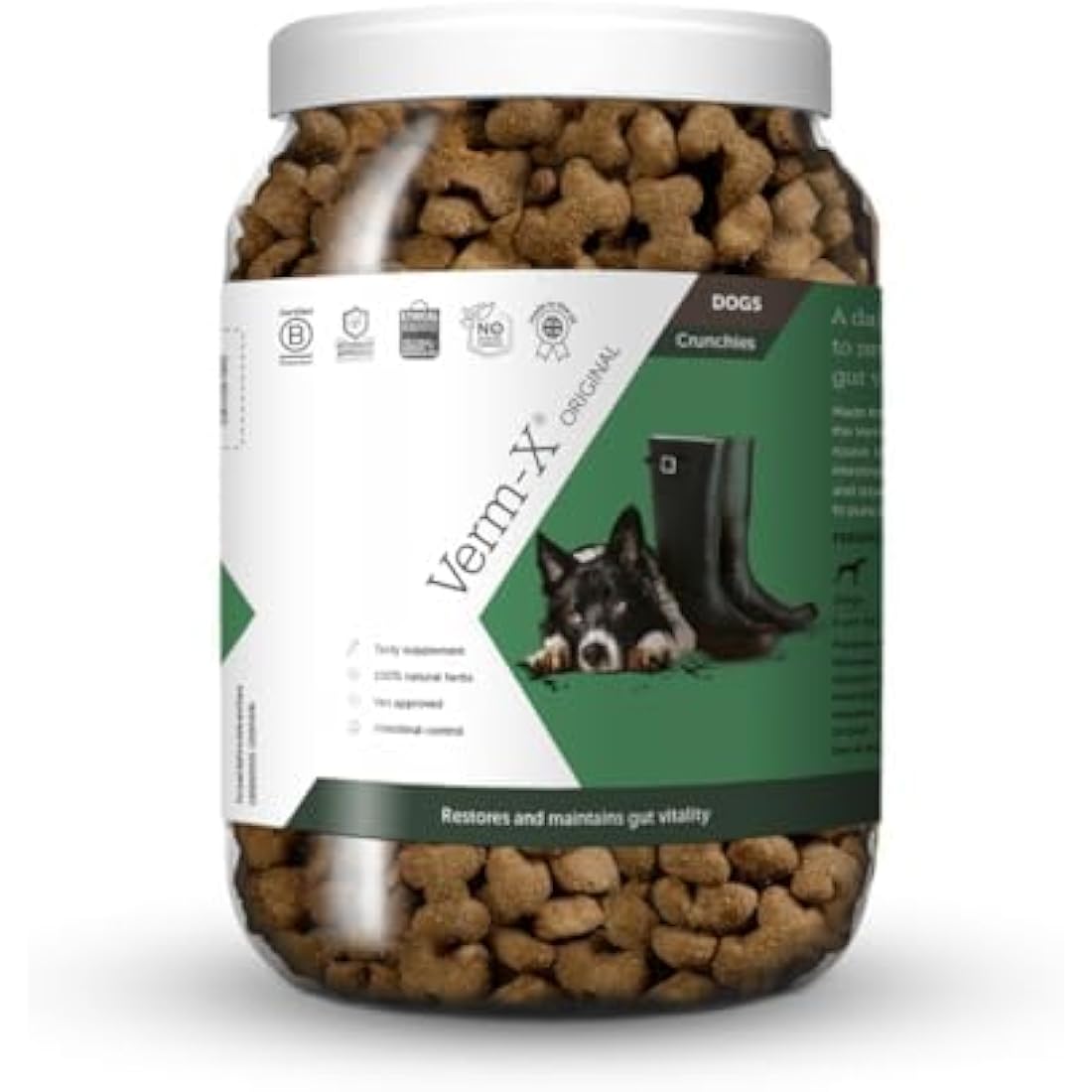 Verm-X All Natural Treats for Dogs. Supports Intestinal Hygiene. Vet Approved. UFAS Assured. Restores and Maintains Gut Vitality. Wormwood Free Recipe.