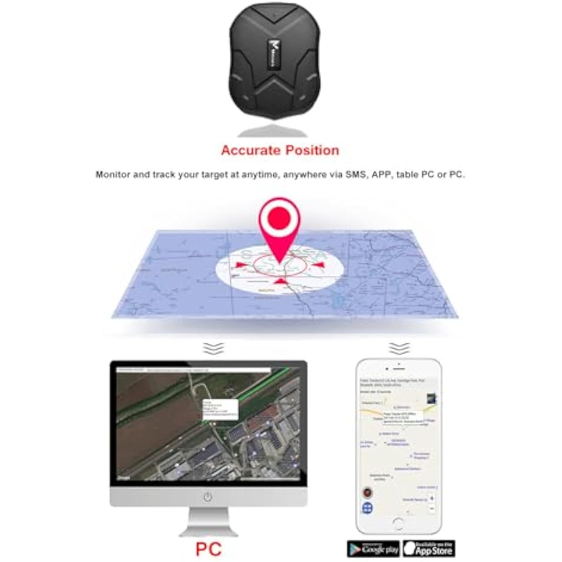 Winnes GPS Tracker Car without Subscription Magnetic Vehicle GPS Tracker 4G No Monthly Fee Long Life Wireless GPS Tracker Android iOS Car Tracker Big Battery Multiple Alerts