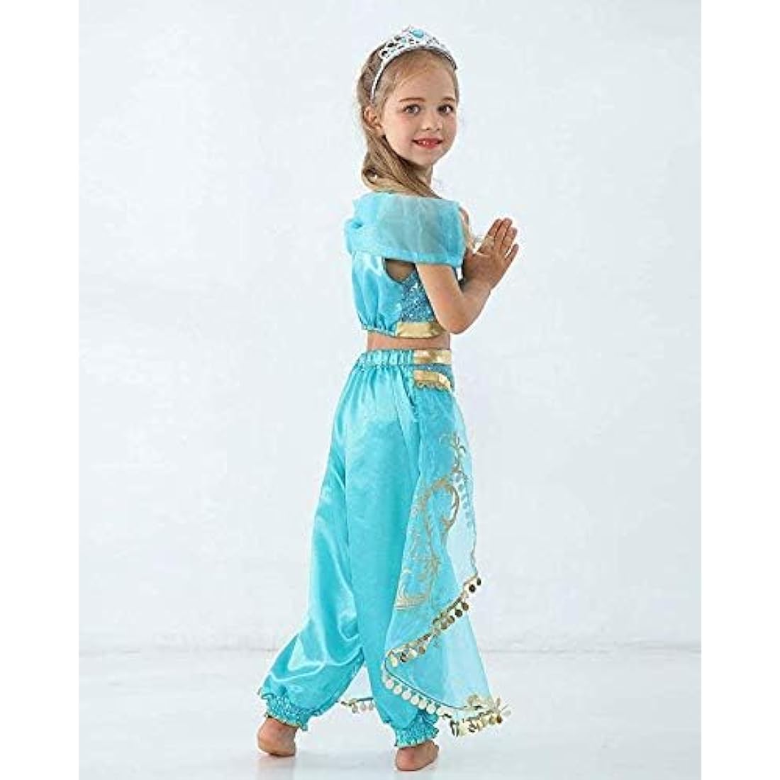 Atorcher Jasmine Princess Costume for Girls Sequined Princess Costume Set Dress Up for Kids Aladdin Costume Kids