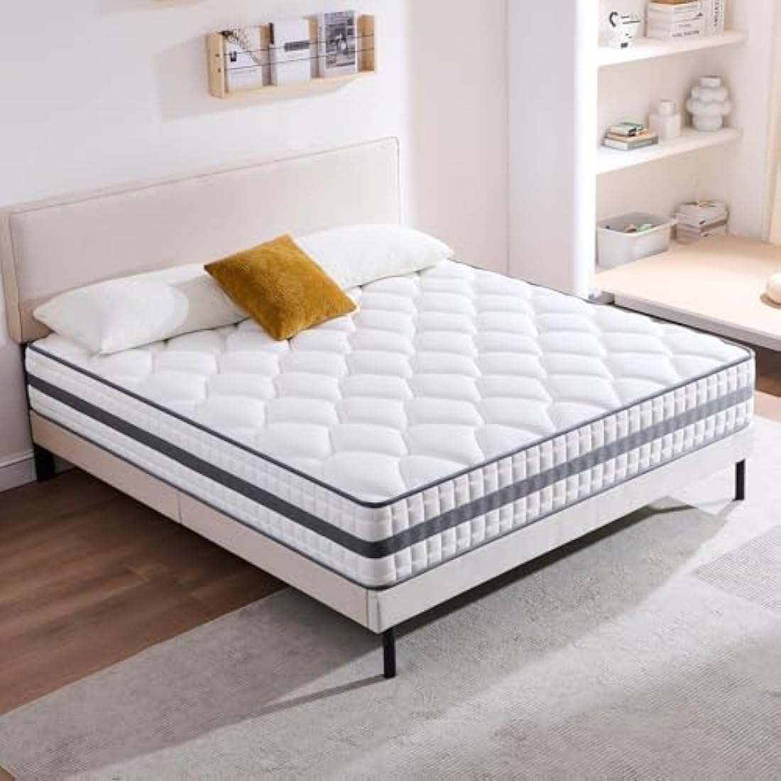 Twirest Double Mattress, Hybrid Memory Foam and Spring Mattress, Zonal Support, Decompression, Medium Firm, Soft and Breathable Cloth, Rolled-in-Box, 135x190x22cm