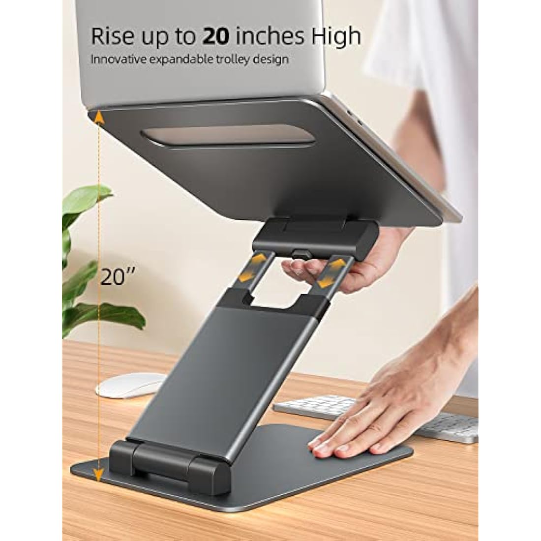 Nulaxy Laptop Stand for Desk, Adjustable Laptop Riser Ergonomic Laptop Holder Adjustable Height from 1.2" to 20", Supports up to 22lbs, Compatible with MacBook, All Laptops Tablets 10-17"(Space Grey)