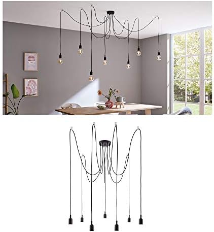 Paulmann 50390 Ketil Neordic Pendant luminaire 7-lamp Sputnik max. 7x20 watts Pendant lamp Black Ceiling lamp Silicone, Metal Pendant luminaire E27