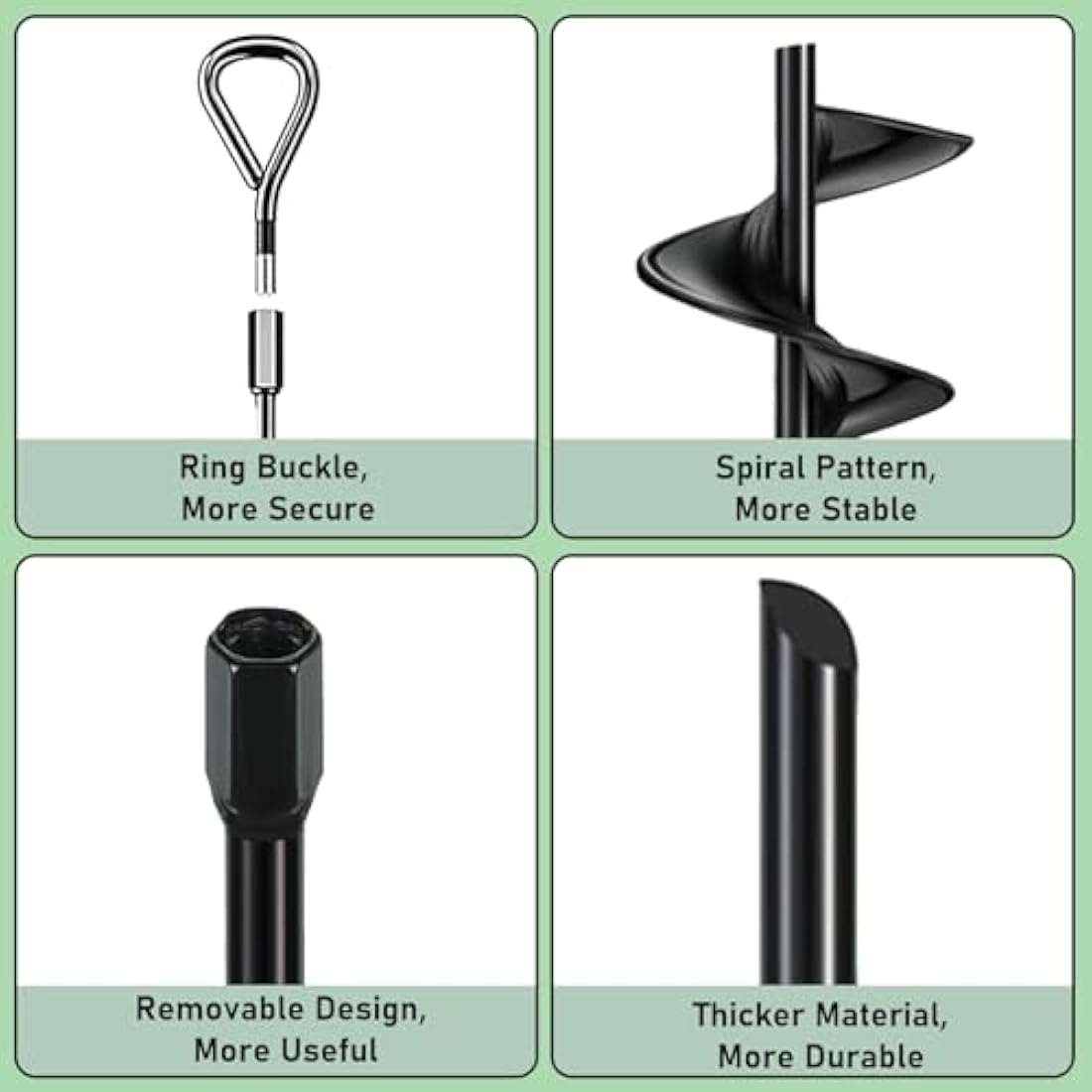 Tent Pegs 6 Pack, Metal Heavy Duty Ground Anchor (45cm Tall) Screw in Trampolines Spike Swing Set, Dog Carport, Canopy Stakes Kit, Mobile Home Anchors