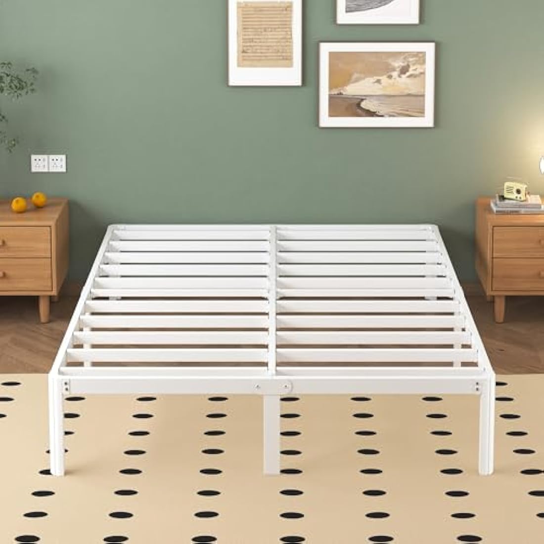 Lutown-Teen 6ft Super King Bed Frame 30.5 cm High with Rounded Corner Legs, Heavy Duty Metal Bed Frame Super King Size 180x200 with Steel Slats Support, Noise Free, Easy Assembly,White