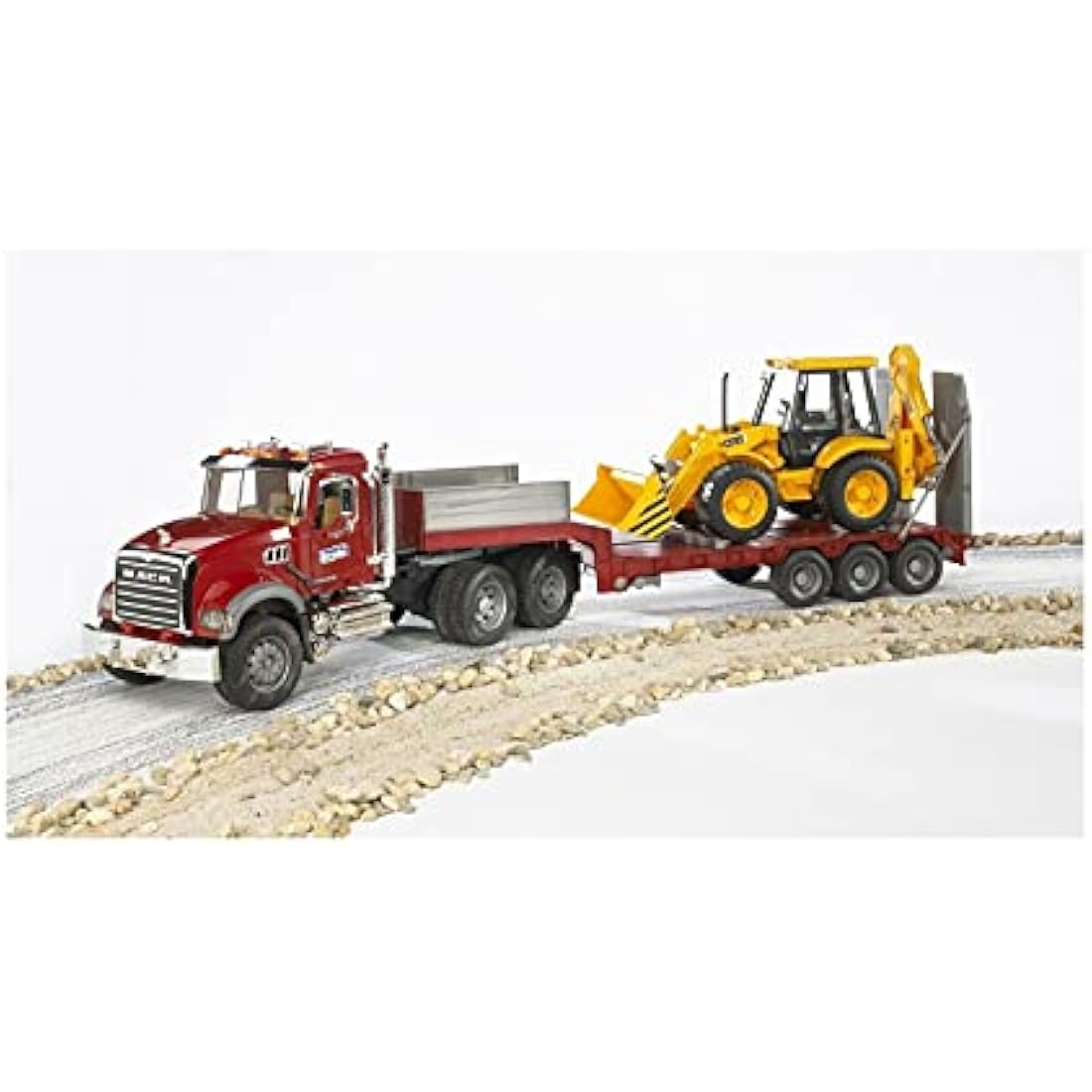 MACK Granite Truck Low Loader with JCB 4CX Backhoe Loader
