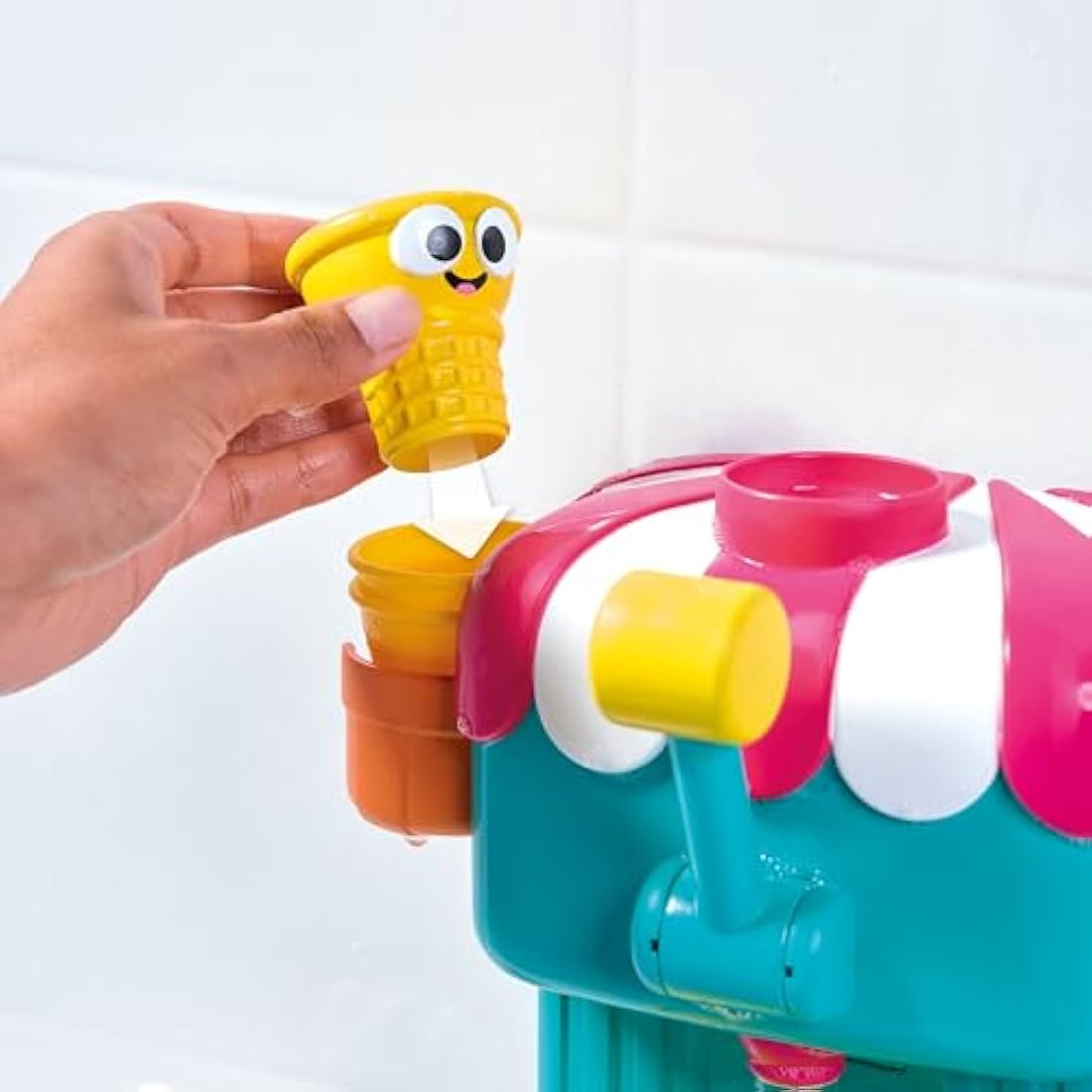 Toomies Foam Cone Factory Deluxe - Ice Cream Foam Maker Baby Bath Toys - Wall Mounted Bubble Bath Toys for Kids - Pretend Play Water Toys - Toddler and Baby Sensory Toys - Plus 18 Month Old Toys
