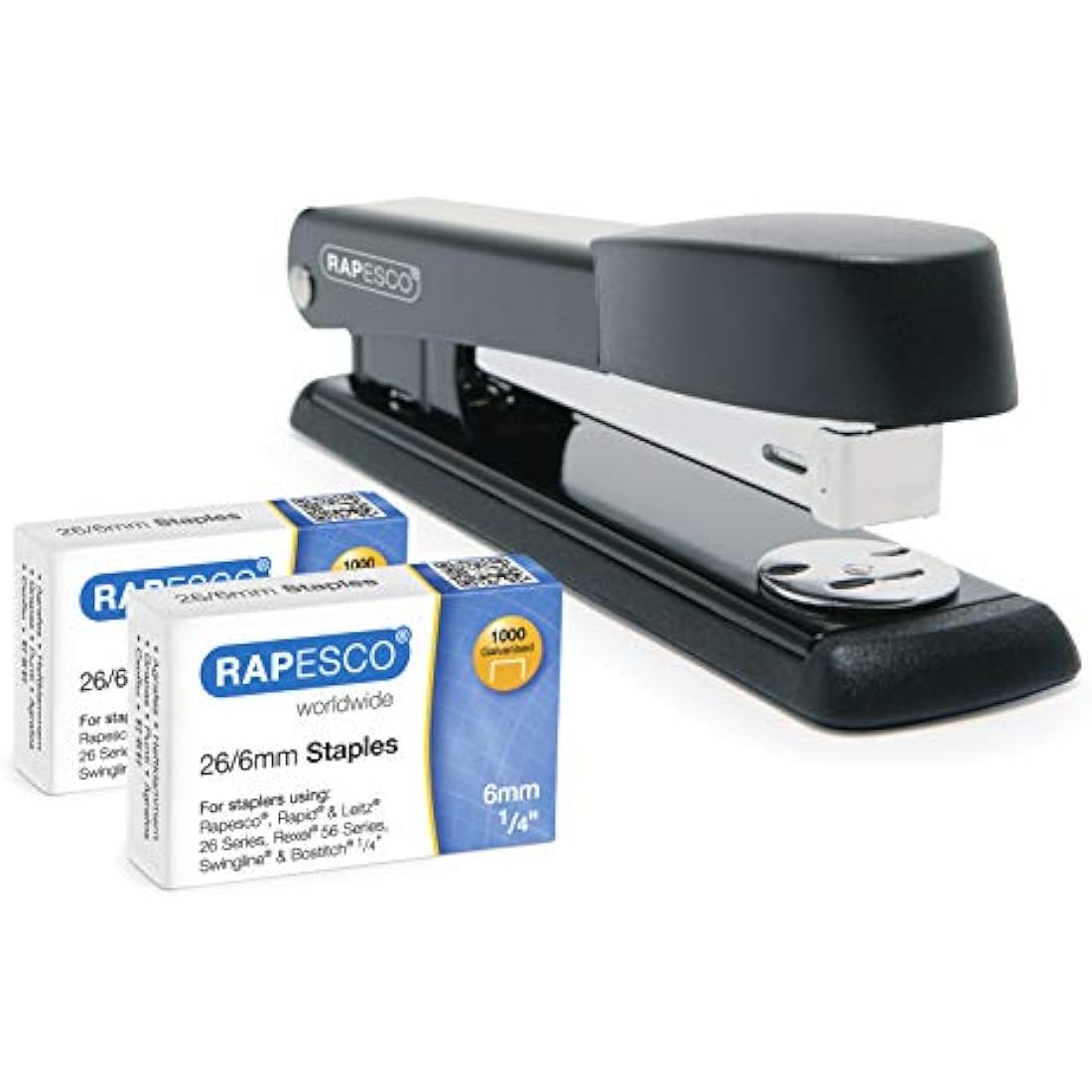 Rapesco 1602 Germ-Savvy Antibacterial Marlin Stapler, 25 Sheet Capacity and 2000 26/6 mm Staples, Black
