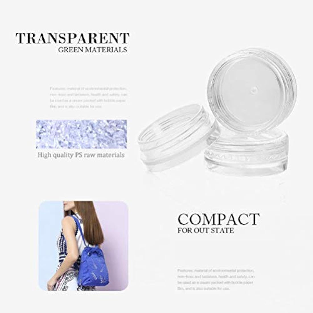 kuou 50 Pcs Empty Plastic Cosmetic Jars, 5ml Sample Containers Pots Bottles with Clear Lids