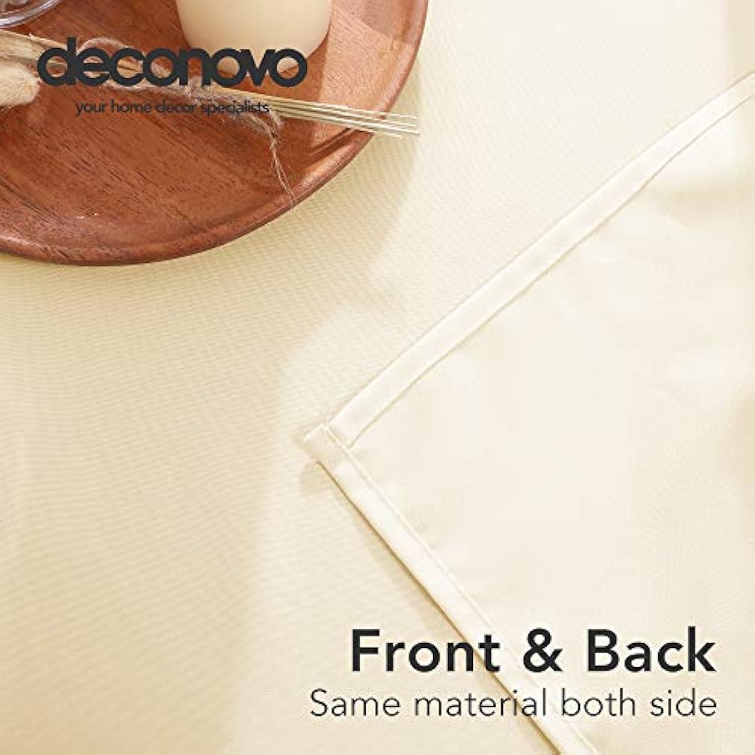 Deconovo Home Decorative Oxford Wipeable Tablecloth Rectangle Water Resistant Tablecloth for Kids Table 130x130cm(51x51in) Beige
