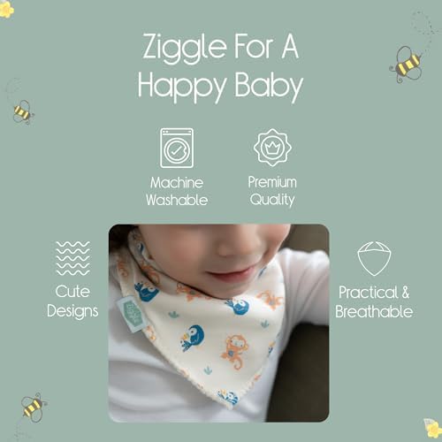 Ziggle - Bandana Dribble Bibs - Cotton Front Baby Bibs Newborn to 24 Months - Newborn Baby Gifts - Bibs For Comfortable Kids