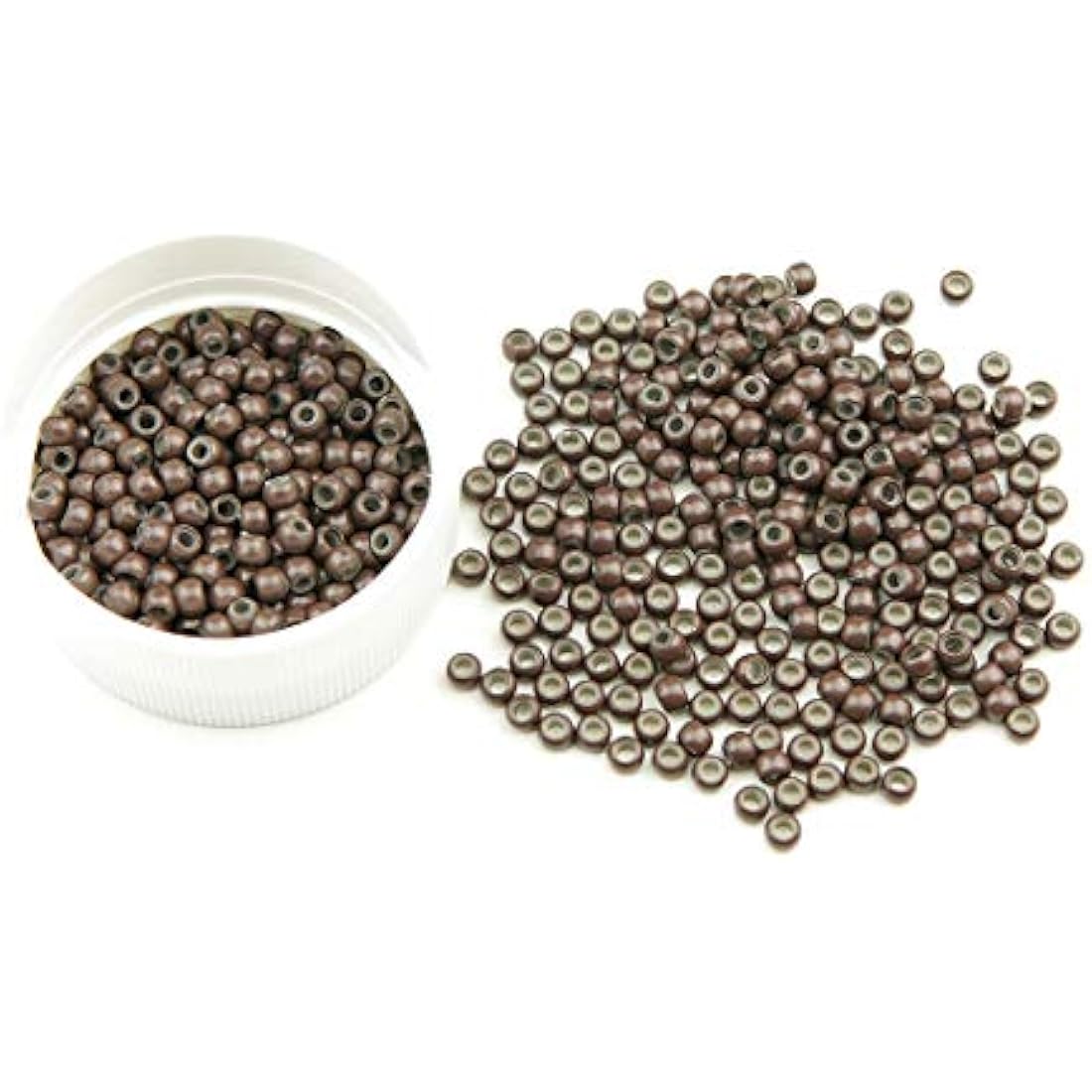 KOCONI 1000 Pcs Nano Rings 3mm Hair Extension Beads - Silicone Lined Micro Beads for Nano Rings #5 Brown