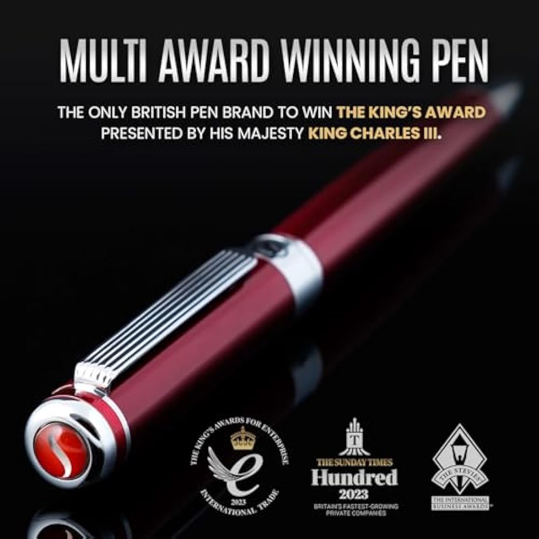 Scriveiner Deep Crimson Ballpoint - Stunning Red Lacquer Luxury Pen, Chrome Finish, Schmidt Black Refill, Best Ball Pen Gift Set for Men & Women, Professional Executive Office