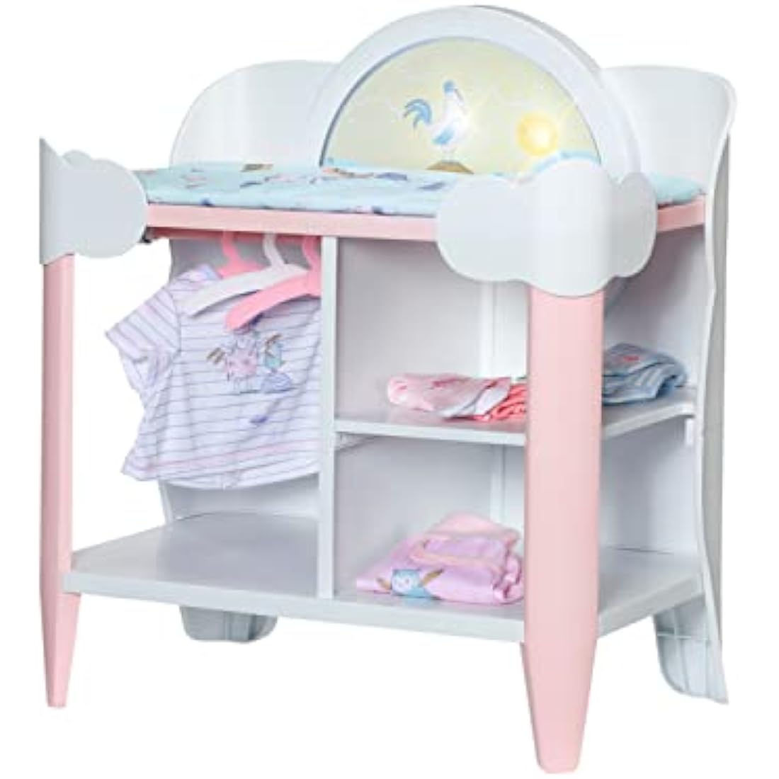 Baby Annabell Day & Night Changing Table 709672 - For 36cm & 43cm Baby Annabell Dolls - Light Effects, Changing Mat, Hangers - Require 3 AAA Batteries (Not Included) - Suitable for Kids From 3+ Years