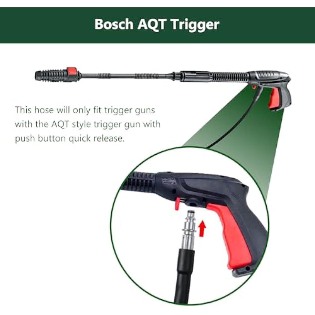 YUET 15M High Pressure Washer Replacement Hose for Bosch AQT Series Washers Domestic Bosch Aquatak, Click Type Plug Quick Connect SDS Fittings, Accessories Extension Water Clean Pipe (15)