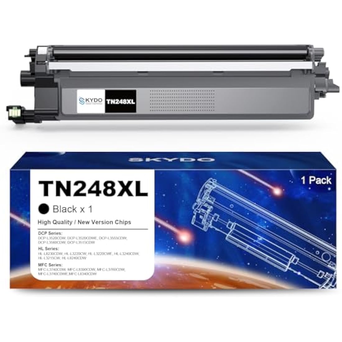 Skydo TN248XL Black Toner (Latest chips, High Yield, Perfect Compatibility)Compatible for Brother TN248 XL TN248XLBK for MFC-L3740CDW MFC-L3760CDW DCP-L3560CDW DCP-L3520CDW HL-L8230CDW L3220CW Printer