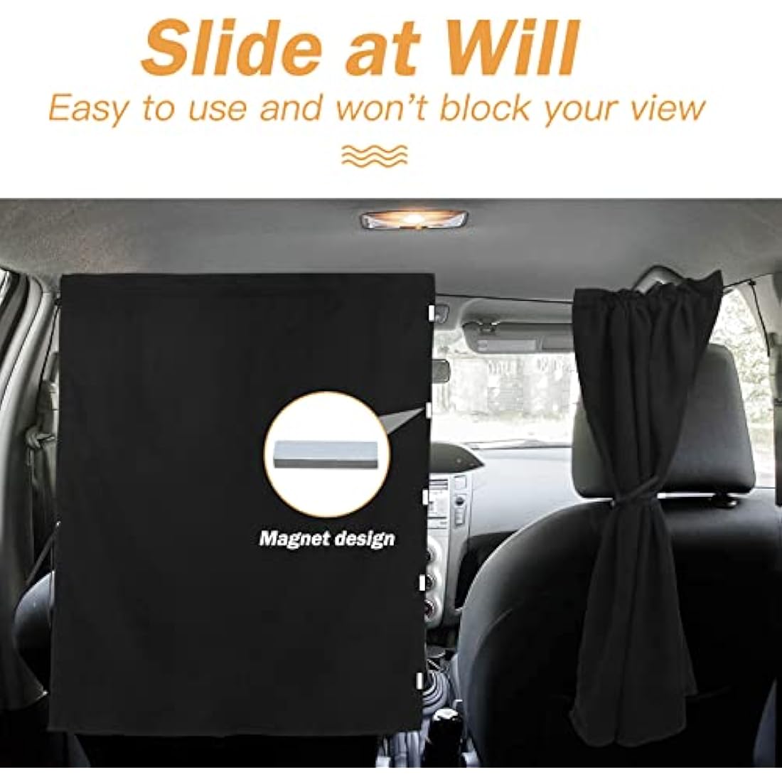 ZATOOTO Campervan Car Divider Privacy Curtains (56 * 33inch) Suede Fabric Blackout Front Rear Side Window Covers Sun Shades,Removable Magnetic Van Car Camping Curtains (Black)