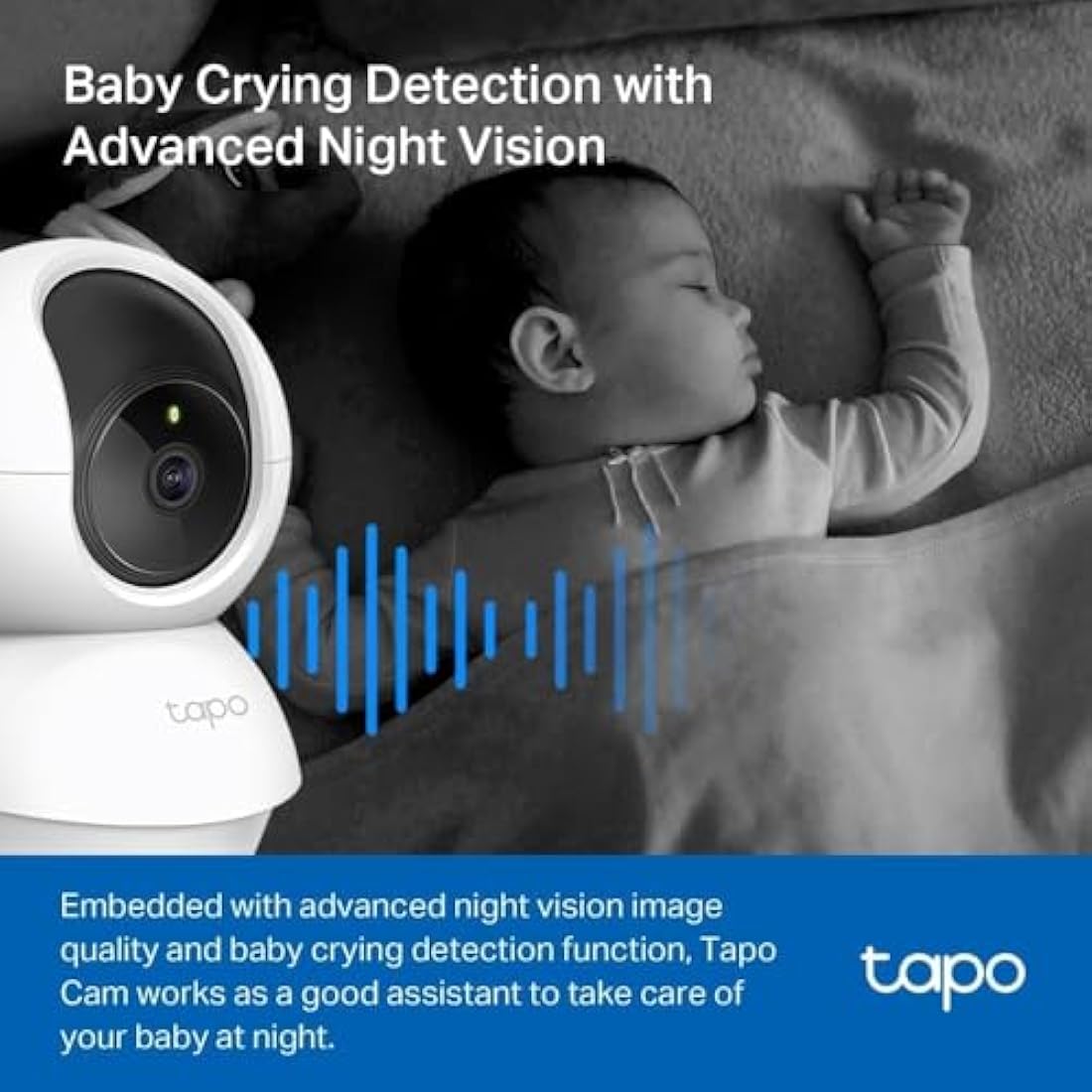 Tapo Wifi Indoor Camera, 2K 3MP Full HD Baby Camera, 360° Security Wireless Pet Camera, Night Vision, Work with Alexa & Google Home, 2 Pack(Tapo C210P2) (Package may vary)