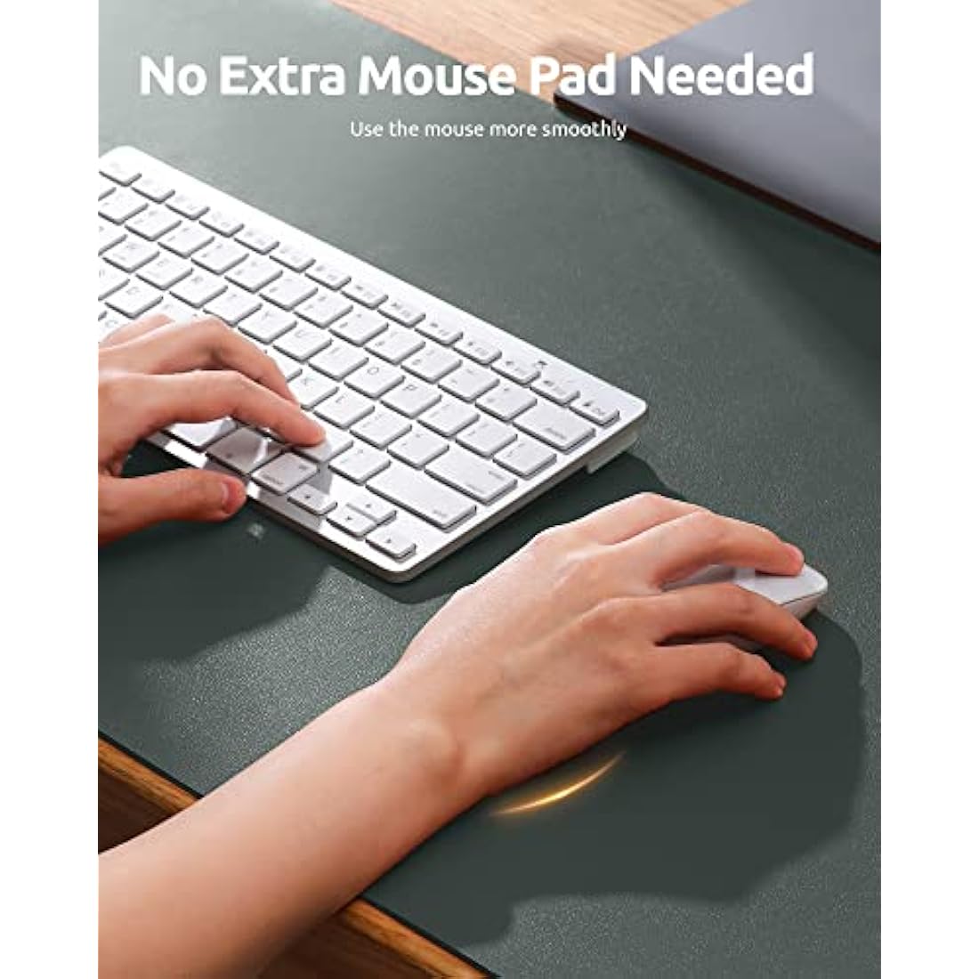 YSAGi Leather Desk Mat, Large Mouse Mat, Non-Slip Desk Pad, Waterproof PU Leather Table Protector Writing Pad for Office and Home (90 x 43 cm, Dark Green)