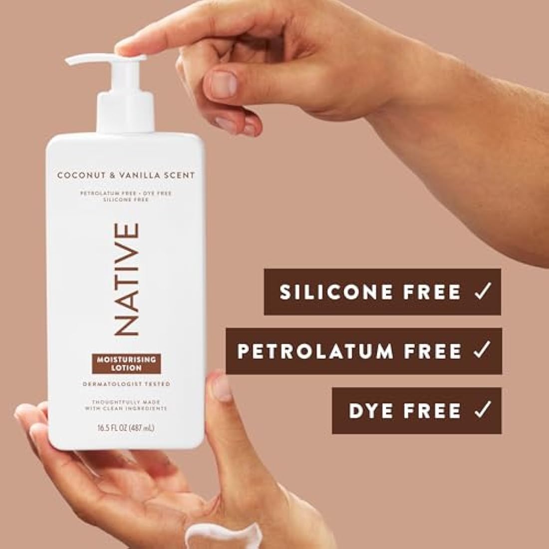 Native Body Lotion for Men & Women - Silicone & Dye Free - Coconut & Vanilla Scented Hand Lotion + Body Moisturizer for Dry Skin - Naturally Derived with Shea Butter & Glycerine (3 Pack, 487ml)